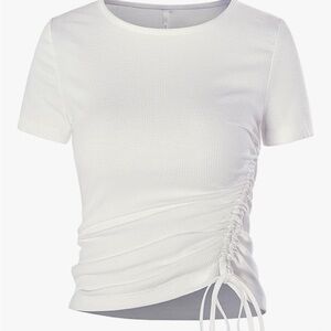 NWT! White Ruched Women Workout/Yoga Top